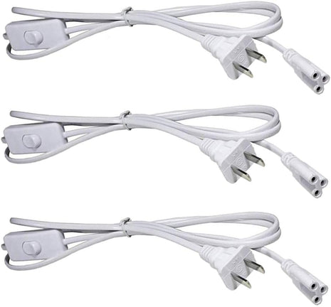 T5 T8 LED Tube Power Extension Cable with On/Off Switch,Led T5/T8 Light Tube Integrated LED Light Fixture Extension Cable Wire (6FT/1.8M) 3-Pack
