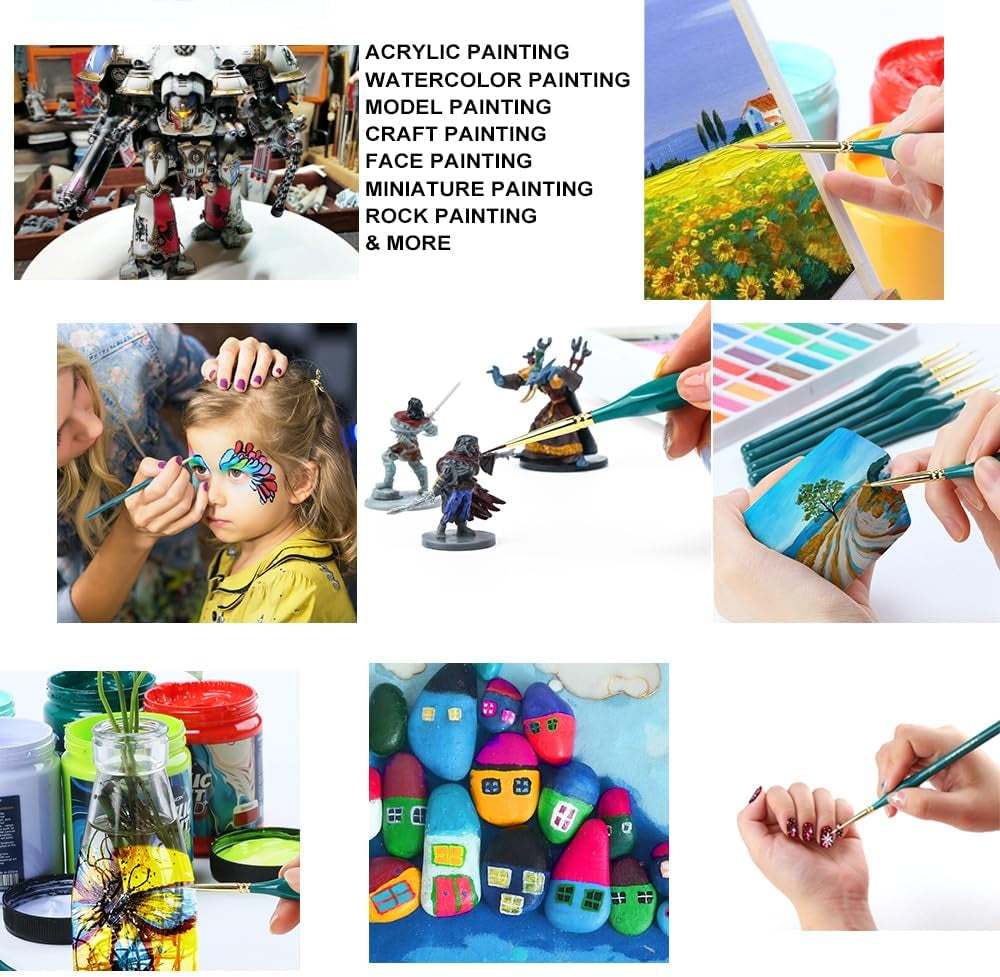 6Pcs Extra Fine Detail Brushes for Model Miniature Painting and Also Acrylic Watercolor Painting