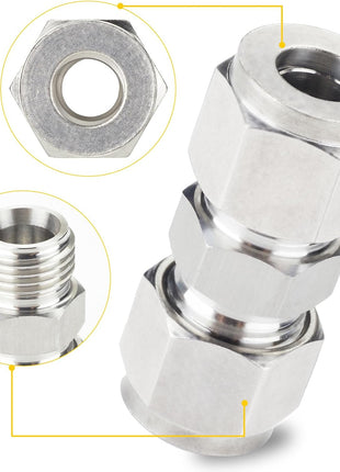 Metric 304 Stainless Steel Compression Union Tube Fitting, 12Mm Tubing OD (2 Pcs)