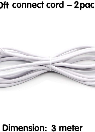 T5 T8 Extension Cords, 10 Ft 3 Meter Connectorcord, 3-Prong Extended Power Cable for Integratedled Tube Light, Single LED Shop Garage Lightfixture, under Cabinet Lights Pack of 2(10FT 2Pcs)