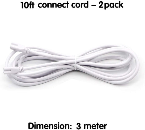 T5 T8 Extension Cords, 10 Ft 3 Meter Connectorcord, 3-Prong Extended Power Cable for Integratedled Tube Light, Single LED Shop Garage Lightfixture, under Cabinet Lights Pack of 2(10FT 2Pcs)
