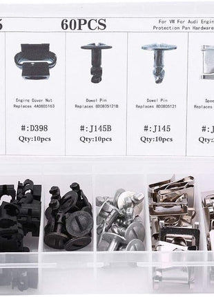 60Pcs Engine Undertray Cover Clips Bottom Metal Screw Bolt Kit for Audi VW