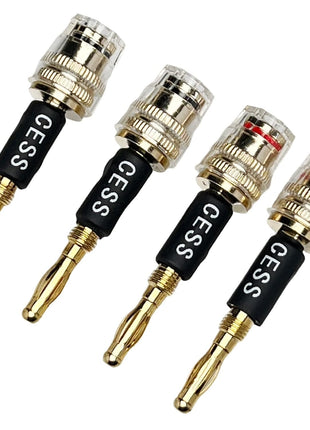 CESS-187 Banana Plug Connect to Spade Fork Plug Speaker Cable Adapter, 4 Pack