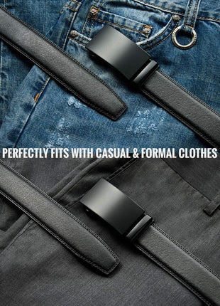 Mens Belt - Mens Ratchet Belt Leather 1 3/8" for Dress Pant - Micro Adjustable Belt Fit Everywhere