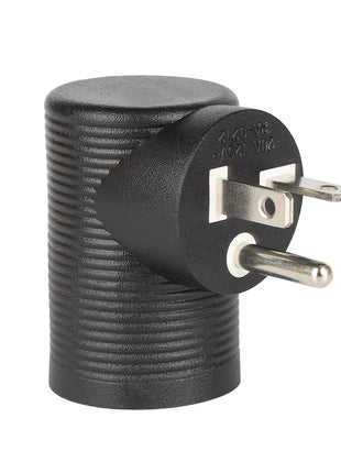 Angled 4 in 1 NEMA 5-20P Power Adapter,  NEMA 5-20P to 5-15R, 5-20R, 6-15R, 6-20R Double T-Blade Receptacle, Downward Angled Power Adapter