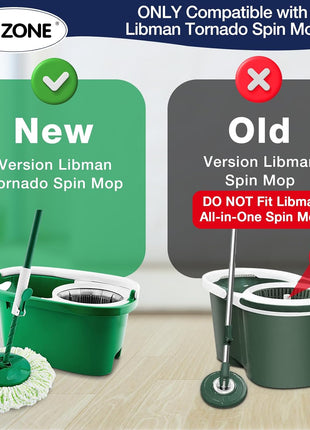 3 Pack Mop Head Replacement for Libman Tornado, Spin Mop Replacement Head ONLY Compatible with Libman, Easy to Replace, Machine Washable, Green and White (NOT for Old Version)