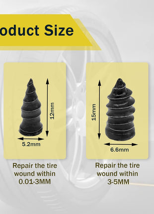 60PCS Tire Repair Rubber Nail, Vacuum Tire Repair Kits Spiral Rubber Nails, Tire Screw Plug Fast Tool Self Service Tire Repair Nail for Car, Motorcycle, Truck, Tractor Tire Puncture Repair