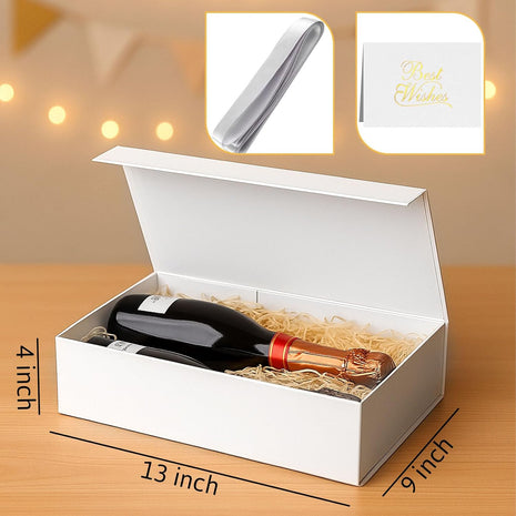 White Gift Box, 13X9X4 Inch Gift Boxes with Lids for Presents, Bridesmaid Proposal, Wedding, Birthday, Anniversary