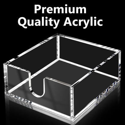 Cocktail Napkin Holder 5X5, Acrylic Cocktail Napkin Holder for Table, Clear Beverage Holder Square Rectangle for Dinner, Kitchen, Bathroom, Restaurant, Bar (Ultimate, 1 Pack)