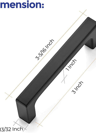 5 Pack 3 Inch Hole Centers Matte Black Cabinet Pulls Handles Solid Drawer Pulls Kitchen Hardware Flat Black Square Bar Drawer Handles
