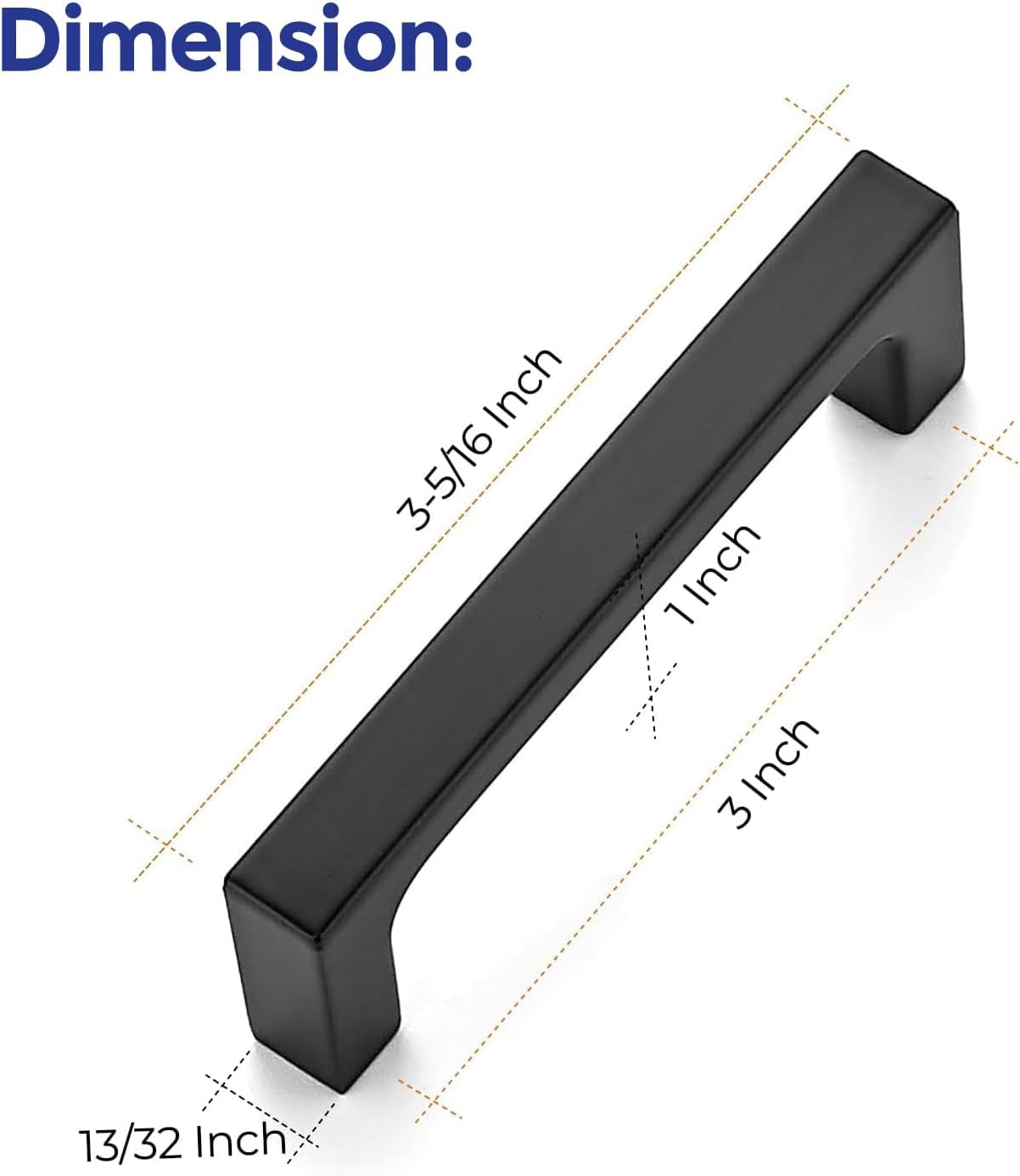 5 Pack 3 Inch Hole Centers Matte Black Cabinet Pulls Handles Solid Drawer Pulls Kitchen Hardware Flat Black Square Bar Drawer Handles