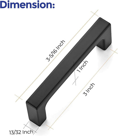5 Pack 3 Inch Hole Centers Matte Black Cabinet Pulls Handles Solid Drawer Pulls Kitchen Hardware Flat Black Square Bar Drawer Handles