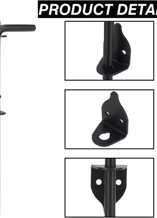 12" Cane Bolt Heavy-Duty Drop Rod for Gate, Gate Ground Latch for Wooden Fences Metal Gates Doors, Metal Gates Doors Stopper for Gate Ground, Wrought Iron Gate Latches, Black Finish(1 Pack)