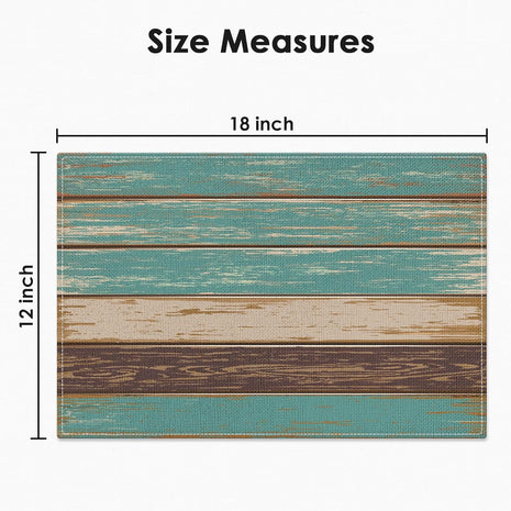 Farmhouse Placemats Set of 4, 12X18 Inch Vintage Green and Brown Art Painting Table Mats for Outdoor Home Party Kitchen Dining Decoration
