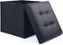 Storage Ottoman, Foldable Foot Rest Stool, 13X12X12 Inches Small Leather Bench with Storage, Holds up to 260 Lb, for Living Room, Bedroom, Dorm, Black