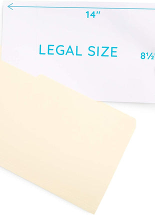 Blue Summit Legal File Folder, 100 per Box, 1/3 Tab Manila Legal Folder for Organizing and File Storage