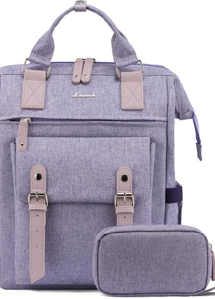 Laptop Backpack Purse for Women, Cute College School Backpack Bookbag for Teenager Girls, Teacher Nurse Bags Work Travel Backpack, Business Computer Laptop Bag Daypack, 15.6 Inch, Purple