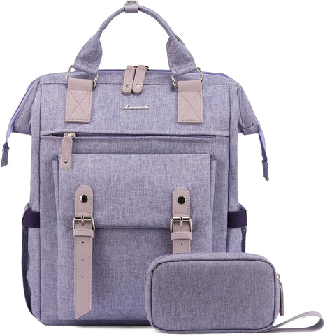 Laptop Backpack Purse for Women, Cute College School Backpack Bookbag for Teenager Girls, Teacher Nurse Bags Work Travel Backpack, Business Computer Laptop Bag Daypack, 15.6 Inch, Purple