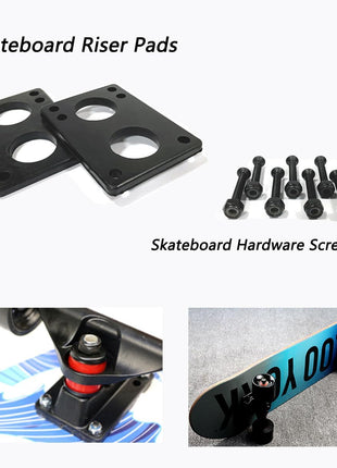 70Mm Longboard Wheels 80A Contains ABEC-9 Bearings and Spacers,Skateboard Riser Pads,Skateboard Hardware Screws Bolts,Fit for Your Longboard Skateboards.-Transparent Frosted