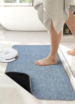 Bath Mat,Ultra Thin Bathroom Rugs,Rubber Bath Mats for Bathroom,No Slip Bath Rugs,Quick Dry,Machine Washable,Low Pile,Absorbent,Shower Outside,Sink,Home Decor Accessories.Blue,1'5"X2'3"(17X27Inch)
