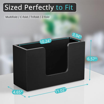Wooden Paper Towel Dispenser Countertop, Bathroom Guest Towel Holder for Multifold C-Fold Z-Fold Trifold Hand Towels, Black Wood Napkin Holder for Kitchen, Vanity, Powder Room