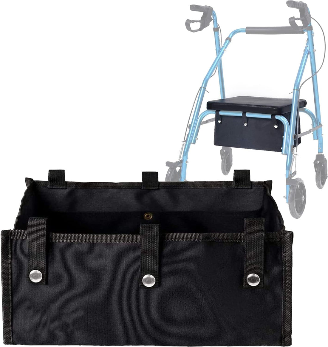Large Rollator Walker Basket, under Seat Rollator Bag, Walker Basket for Four Wheel Rollator, Reusable Basket Carry Insert for Women Men Seniors