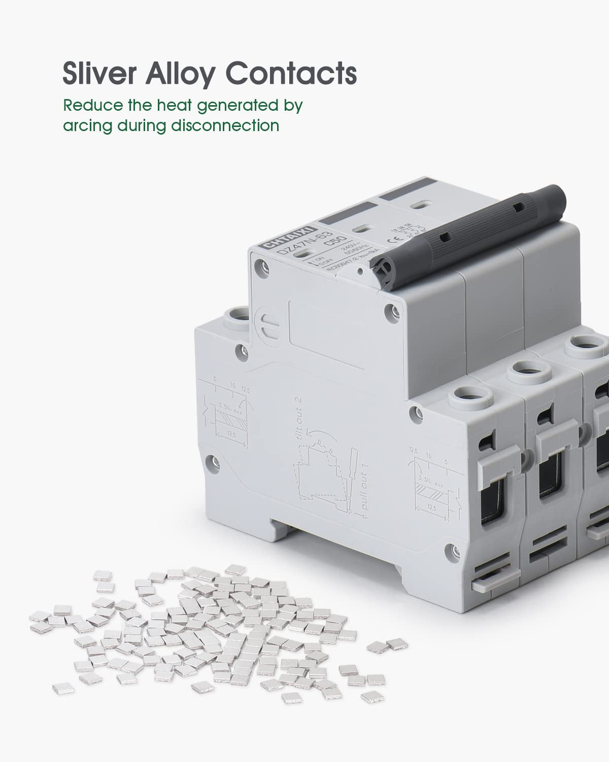 3 Pole DIN Rail Mount Circuit Breaker, 40 Amp 240V AC Miniature Circuit Breaker, Thermal Magnetic Trip AC Disconnect Switch MCB C40