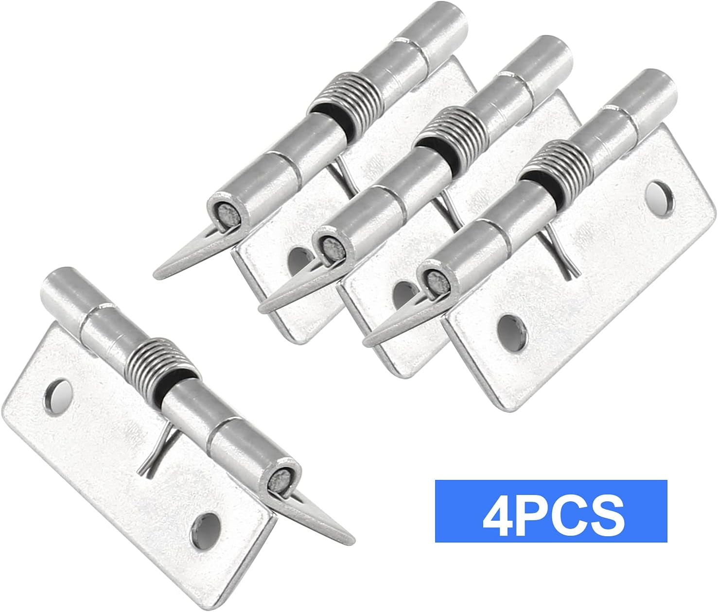 4 Pcs Spring Loaded Hinges for Cabinets, 2 Inch Length Stainless Steel Spring Hinges Self Closing
