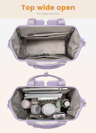 Laptop Backpack Purse for Women, Cute College School Backpack Bookbag for Teenager Girls, Teacher Nurse Bags Work Travel Backpack, Business Computer Laptop Bag Daypack, 15.6 Inch, Purple