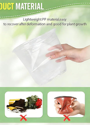 8/7/6/5/4 Inch Clear Nursery Pots with Drainage and Saucers, 10 Pack Clear Pots for Plants, Nursery Pots for Flowers, Succulents Outdoor Indoor