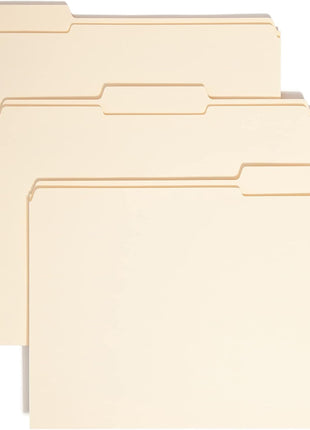 File Folders Letter Size, Reinforced 1/3-Cut Tab, Assorted Positions, Letter Size, Manila Folders 8.5 X 11, 100 per Box (10334)