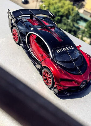 Bugatti Vision GT Supercar 1/32 Zinc Alloy Die Casting Pull Back Car Model Toy Sound and Light for Boy Girl Gift （Red）
