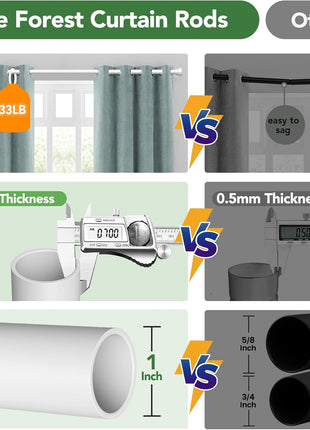 Curtain Rods for Windows 72 to 144, 1 Inch Adjustable White Extra Long Heavy Duty Curtain Rod for Patio Bedroom, Modern Style Indoor Outdoor Window Drapery Rods with End Caps, Size 32" - 150"