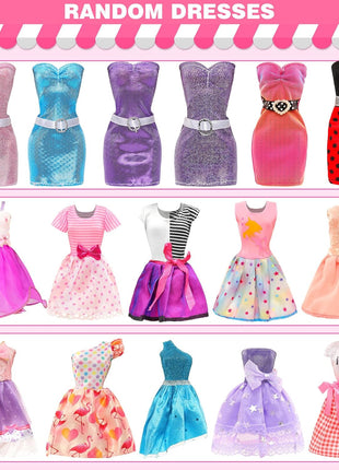 51 PCS Doll Clothes and Accessories Including Fashion Dresses, Tops and Pants Outfits, Party Dresses, Swimsuits Bikini 38 PCS Shoes Hangers and Other Accessories for 11.5 Inch Dolls