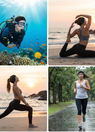 Waterproof Sports Headband Adjustable Neoprene Swim Ear Band Non-Slip Hair Guard for Swimming Diving Yoga Black 20.7In X 3.15In