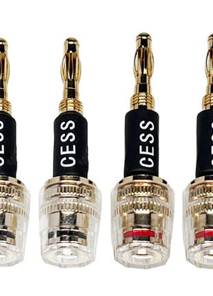 CESS-187 Banana Plug Connect to Spade Fork Plug Speaker Cable Adapter, 4 Pack