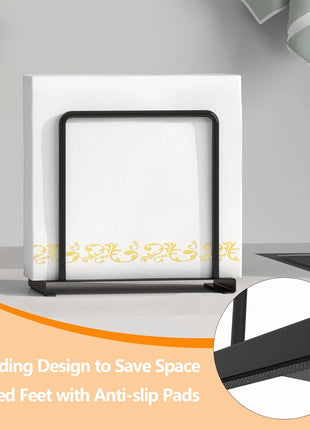 Napkin Holder for Table, Metal Napkin Holder for Kitchen Dining, Standing Paper Napkin Storage for Table Countertop, Black