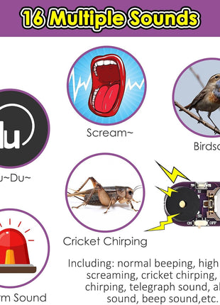 6 Pcs Cricket Noise Maker Prank, Annoyatron Cricket Chirping Pranks Stuff Kit Gifts for Adults, the Annoying Neighbors Present, 16 Sounds Beeping Hidden for Party, Office, Home, School, Car
