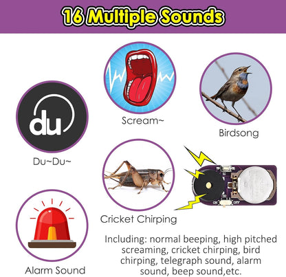 6 Pcs Cricket Noise Maker Prank, Annoyatron Cricket Chirping Pranks Stuff Kit Gifts for Adults, the Annoying Neighbors Present, 16 Sounds Beeping Hidden for Party, Office, Home, School, Car