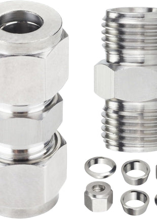 Metric 304 Stainless Steel Compression Union Tube Fitting, 12Mm Tubing OD (2 Pcs)