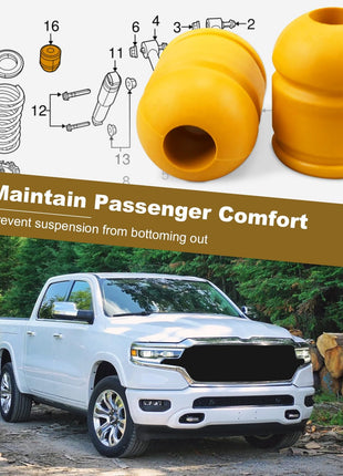 Rear Bump Stops Fit for Dodge RAM 1500 2009-2020, Pair Suspension Jounce Control Arm Bumpers, Replace 52855788AB