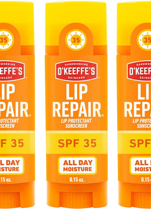 Lip Repair SPF 35 Lip Balm - Stick (3 Pack) - Sun-Safe Moisturizer for Extremely Cracked, Dry Lips
