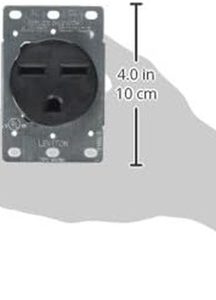 30 Amp, 250V, Nema 6-30R, 2P, 3W, Flush MTG Receptacle, Straight Blade, Industrial Grade, Groundingside Wired, Steel Strap, 5372-S00, Black