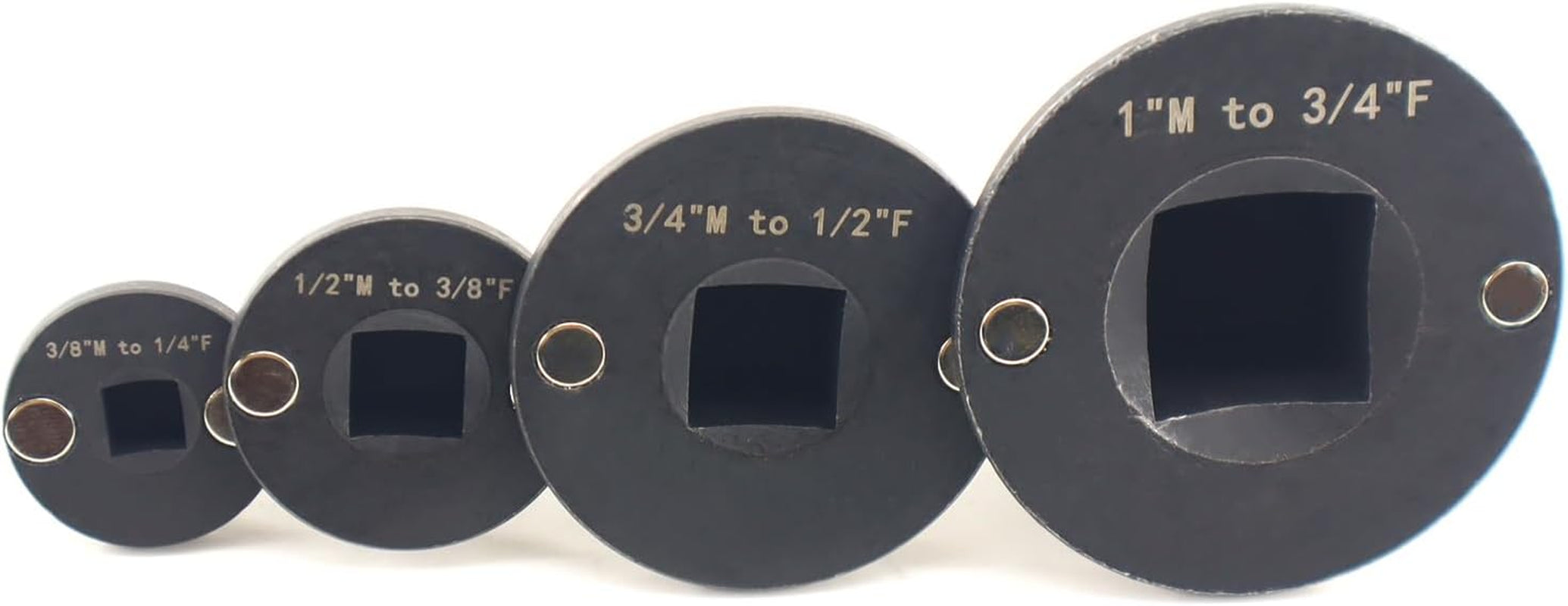 4PCS Low Profile Impact Socket Adapter Set. Drive Ratchet Adapter Set (1" to 3/4", 3/4" to 1/2", 1/2" to 3/8",And 3/8" to 1/4"）