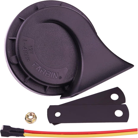 Snail Horns for Car and Motorcycle,Single Electric Horn 410HZ Low Tone,12V Black Moto Horn for E-Bike,Automotive Horns Parts,Easy Installation