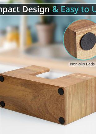 Paper Towel Dispenser Countertop, Acacia Wood Bathroom Paper Towel Holder, Napkin Holder for Kitchen, Multifold C-Fold, Z-Fold, Trifold for Bathroom Toilet Home