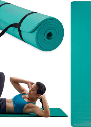 Gaiam Yoga Mat, Pilates & Exercise Mat, Thick Mat 2/5" (10Mm) Workout Mat with Easy-Cinch Carrying Strap for Home & Gym Workouts