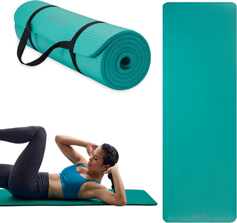 Gaiam Yoga Mat, Pilates & Exercise Mat, Thick Mat 2/5" (10Mm) Workout Mat with Easy-Cinch Carrying Strap for Home & Gym Workouts