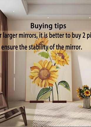 DSMKJT Solid Wood Large Floor Mirror Stand for Full Length Mirror with Stand- Anti-Slip, Suitable for Mirror Frames-Black