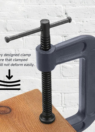 Heavy Duty Deep Throat U-Clamp G Type Woodworking Steel Deep Reach C-Clamp DIY Carpentry Clamping Device Jaw Opening DIY Carpentry Clamping Device (100,185Mm)